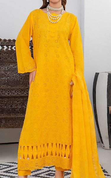Vs Textile Golden Yellow Lawn Suit | Pakistani Lawn Dress in USA- Image 1