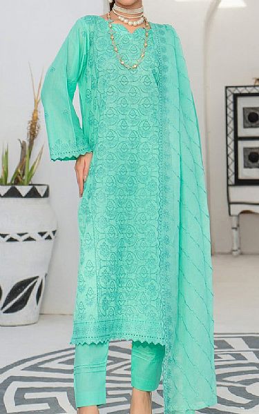 Vs Textile Pearl Aqua Lawn Suit | Pakistani Lawn Dress in USA- Image 1