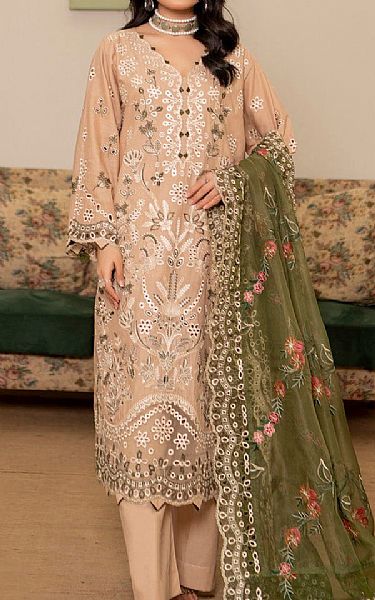 Vs Textile Beige Lawn Suit | Pakistani Lawn Dress in USA- Image 1