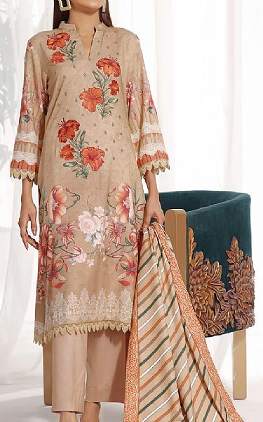 Vs Textile Beige Dhanak Suit | Pakistani Winter Dresses- Image 1