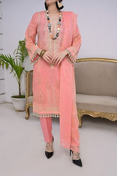 Vs Textile Light Coral Dhanak Suit | Pakistani Winter Dresses- Image 1