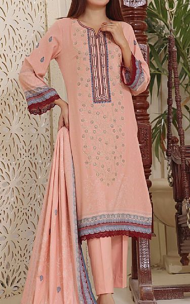 Vs Textile Pinkish Tan Dhanak Suit | Pakistani Winter Dresses- Image 1