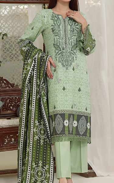 Vs Textile Light Green Dhanak Suit | Pakistani Winter Dresses- Image 1