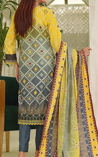 Vs Textile Yellow/Navy Dhanak Suit | Pakistani Winter Dresses- Image 2