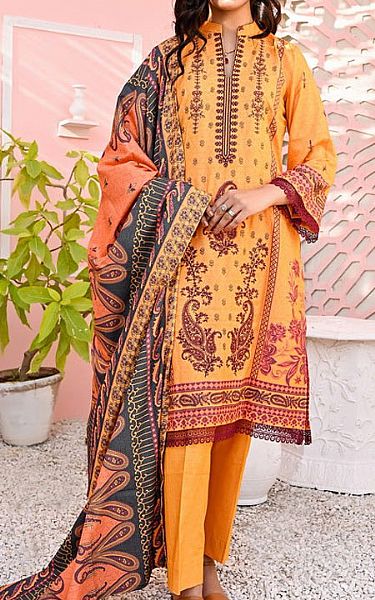 Vs Textile Pastel Orange Dhanak Suit | Pakistani Winter Dresses- Image 1