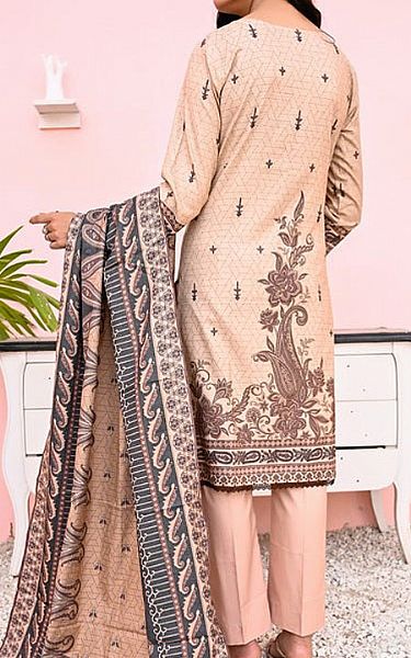 Vs Textile Peach Dhanak Suit | Pakistani Winter Dresses- Image 2