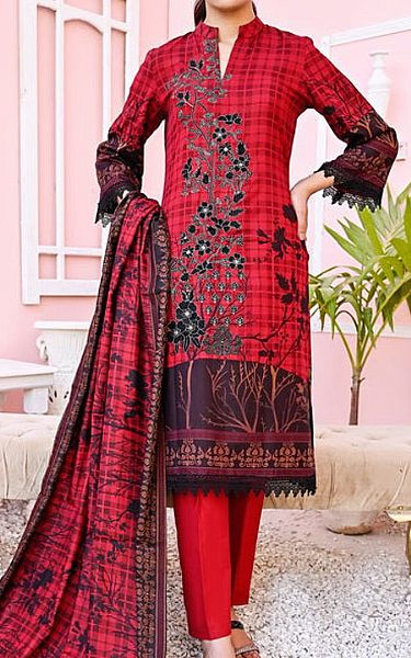 Vs Textile Scarlet Dhanak Suit | Pakistani Winter Dresses- Image 1
