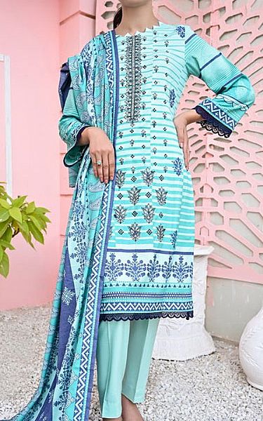 Vs Textile Light Turquoise Dhanak Suit | Pakistani Winter Dresses- Image 1