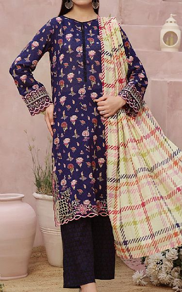 Vs Textile Navy Blue Lawn Suit | Pakistani Lawn Dress in USA- Image 1