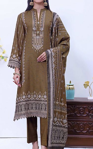 Vs Textile Dark Taupe Shimmery Suit | Pakistani Winter Dresses- Image 1