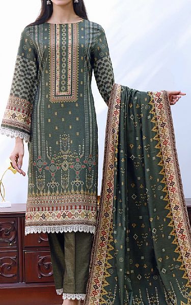 Vs Textile Lunar Green Shimmery Suit | Pakistani Winter Dresses- Image 1