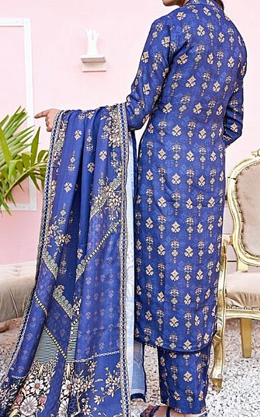 Vs Textile Royal Blue Pashmina Suit | Pakistani Winter Dresses- Image 2