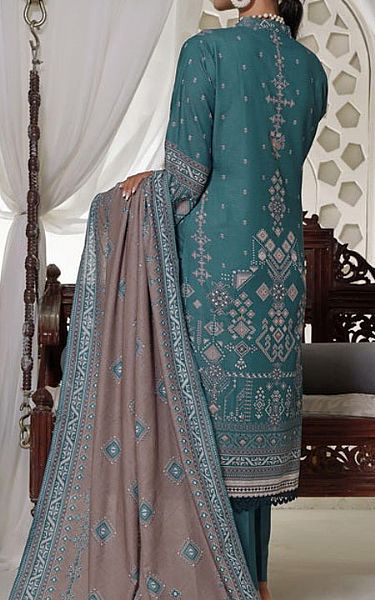 Vs Textile Teal Karandi Suit | Pakistani Winter Dresses- Image 2
