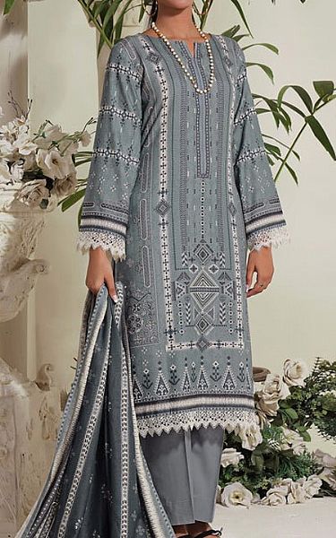 Vs Textile Oslo Grey Karandi Suit | Pakistani Winter Dresses- Image 1