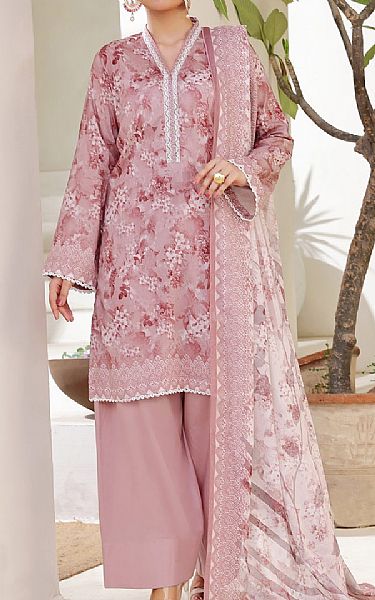 Vs Textile Faded Pink Lawn Suit | Pakistani Lawn Dress in USA- Image 1
