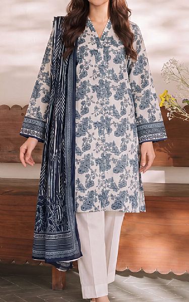 Vs Textile Off White/Slate Lawn Suit | Pakistani Lawn Dress in USA- Image 1