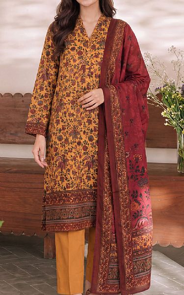 Vs Textile Dull Orange/Vivid Burgundy Lawn Suit | Pakistani Lawn Dress in USA- Image 1