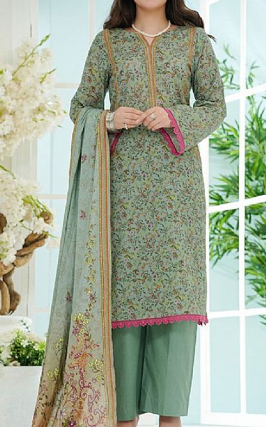 Vs Textile Summer Green Lawn Suit | Pakistani Lawn Dress in USA- Image 1