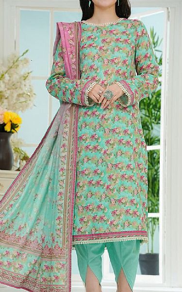Vs Textile Sea Green Lawn Suit | Pakistani Lawn Dress in USA- Image 1