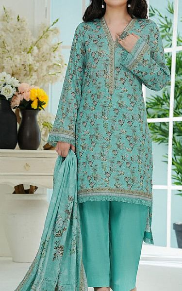 Vs Textile Light Sea Green Lawn Suit | Pakistani Lawn Dress in USA- Image 1
