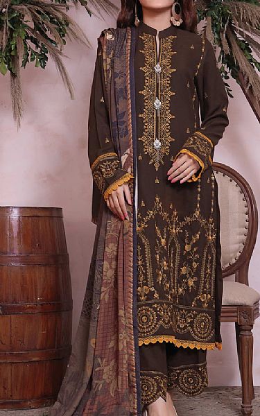 Vs Textile English Walnut Leather Suit | Pakistani Winter Dresses in USA- Image 1