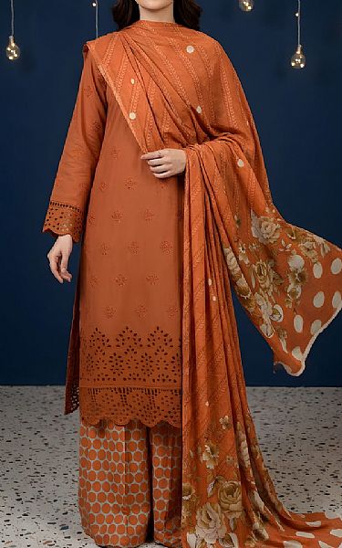 Vs Textile Rust Lawn Suit | Pakistani Lawn Dress in USA- Image 1