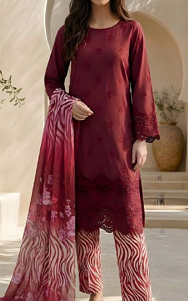 Vs Textile Wine Lawn Suit | Pakistani Lawn Dress in USA- Image 1