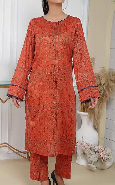 Vs Textile Shocking Orange Lawn Suit (2 pcs) | Pakistani Lawn Suits- Image 1