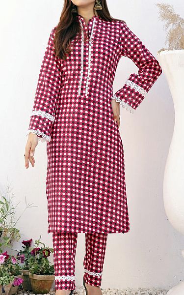 Vs Textile Rich Maroon Lawn Suit (2 pcs) | Pakistani Lawn Suits- Image 1