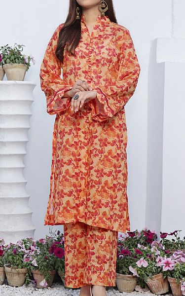 Vs Textile Fawn/Orange Lawn Suit (2 pcs) | Pakistani Lawn Suits- Image 1