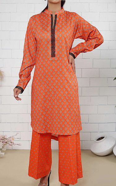Vs Textile Safety Orange Lawn Suit (2 pcs) | Pakistani Lawn Suits- Image 1