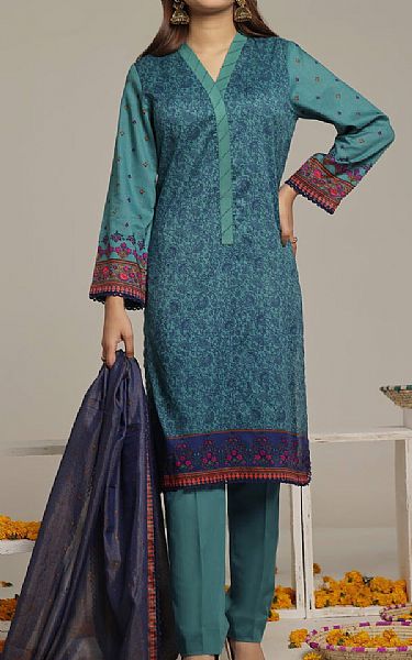 Vs Textile Dusty Teal Lawn Suit | Pakistani Lawn Suits- Image 1