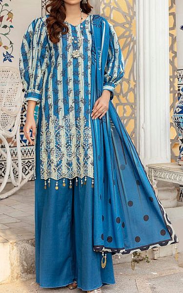 Vs Textile Denim Blue Khaddar Suit | Pakistani Winter Dresses- Image 1