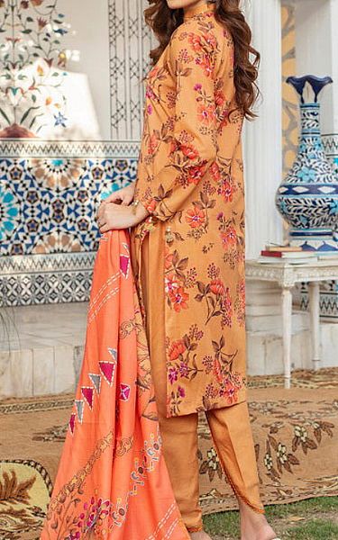 Vs Textile Faded Orange Khaddar Suit | Pakistani Winter Dresses- Image 2