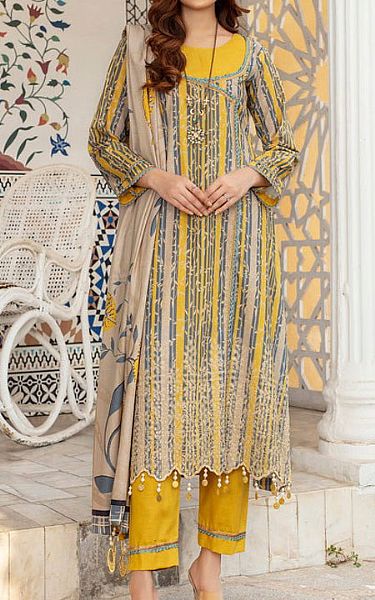 Vs Textile Golden Yellow Khaddar Suit | Pakistani Winter Dresses- Image 1
