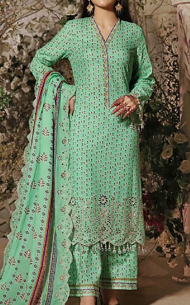 Vs Textile Dusty Green Lawn Suit | Pakistani Lawn Suits- Image 1
