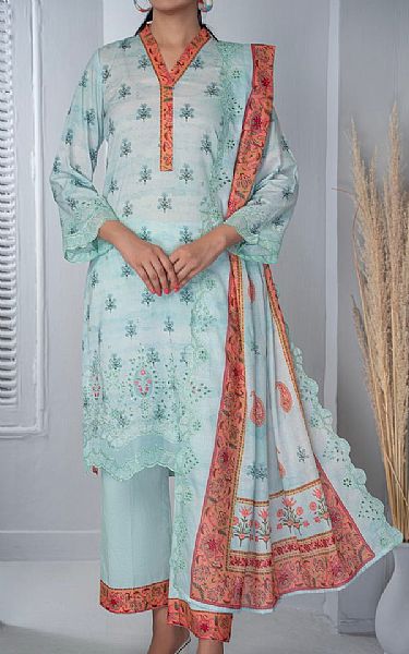 Vs Textile Cyan Opaque Lawn Suit | Pakistani Lawn Dress in USA- Image 1