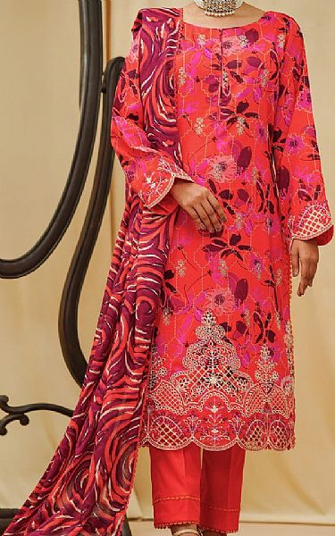 Vs Textile Carmine Pink Lawn Suit | Pakistani Lawn Dress in USA- Image 1