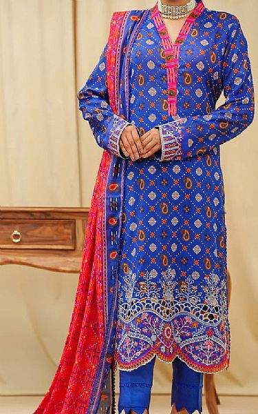 Vs Textile Royal Blue Lawn Suit | Pakistani Lawn Dress in USA- Image 1