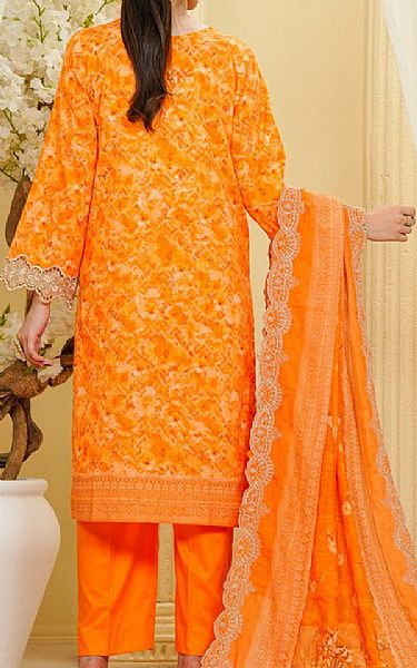 Vs Textile Safety Orange Lawn Suit | Pakistani Lawn Dress in USA- Image 2