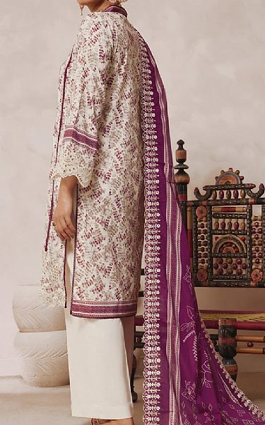 Vs Textile Off White/Egg Plant Lawn Suit | Pakistani Lawn Dress in USA- Image 2