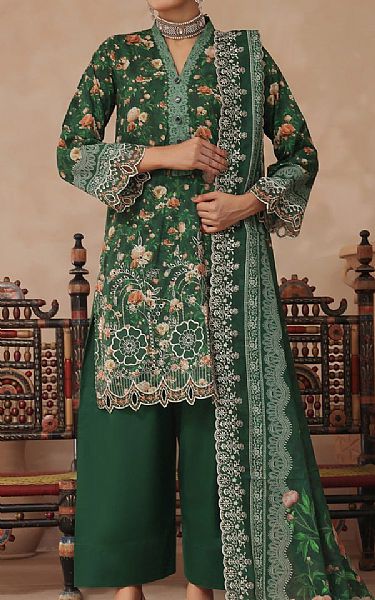 Vs Textile Green Lawn Suit | Pakistani Lawn Dress in USA- Image 1