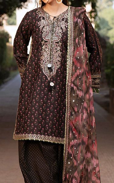 Xenia Black Raw Silk Suit | Pakistani Embroidered Chiffon Dresses USA- Image 3