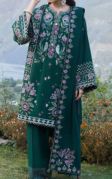 Zaha Teal Green Khaddar Suit | Pakistani Winter Dresses in USA- Image 1