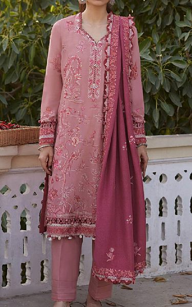 Zaha Tea Pink Khaddar Suit | Pakistani Winter Dresses- Image 1