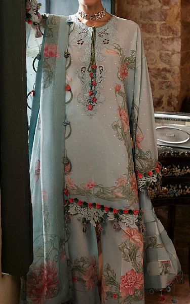 Zaha Cadet Blue Lawn Suit | Pakistani Lawn Dress in USA- Image 1