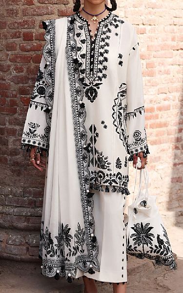 Zaha White/Black Lawn Suit | Pakistani Lawn Dress in USA- Image 1