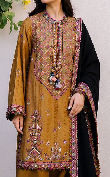 Zaha Olive Jacquard Suit | Pakistani Winter Dresses in USA- Image 2