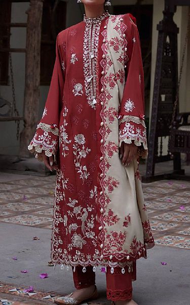 Zaha Persian Plum Khaddar Suit | Pakistani Winter Dresses- Image 1