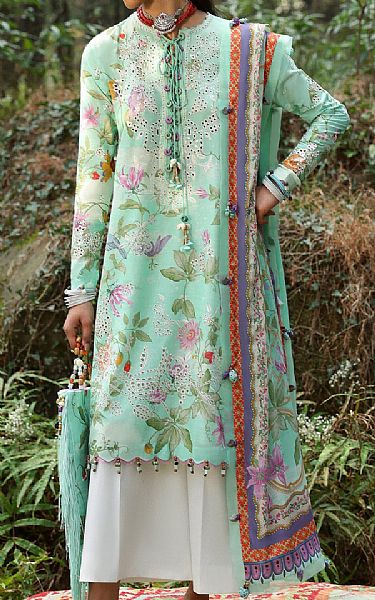 Zaha Turquoise Green Lawn Suit | Pakistani Lawn Dress in USA- Image 1